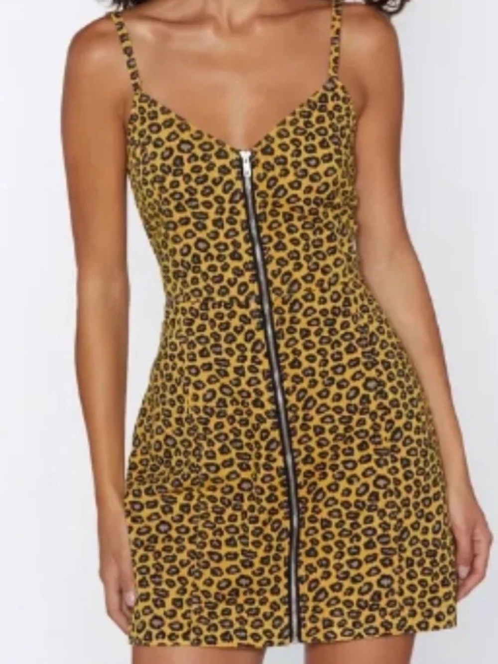 Nasty Gal Come On Leopard Denim Mini Dress Size 2